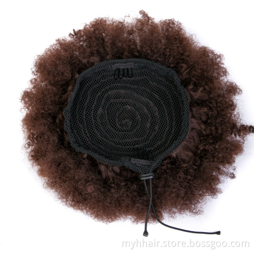 8 Inch Synthetic Afro Kinky Hair Bun High Temperature Black Drawstring ponytail Clip in Hair Extension on Puff Hair Bun